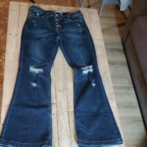 Women’s Dark Wash Distressed Bootcut Jeans - Blue